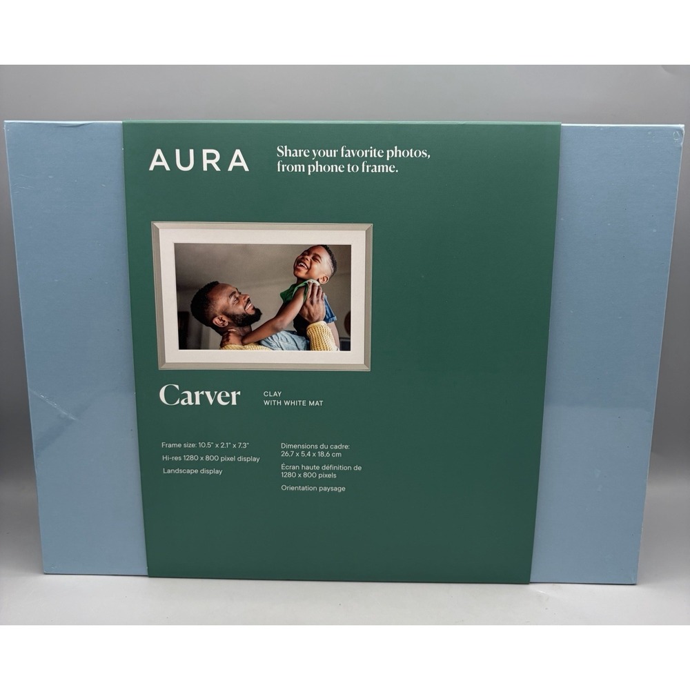 Aura Carver - Clay White Mat - 10" Digital WiFi Picture Frame - Sealed
